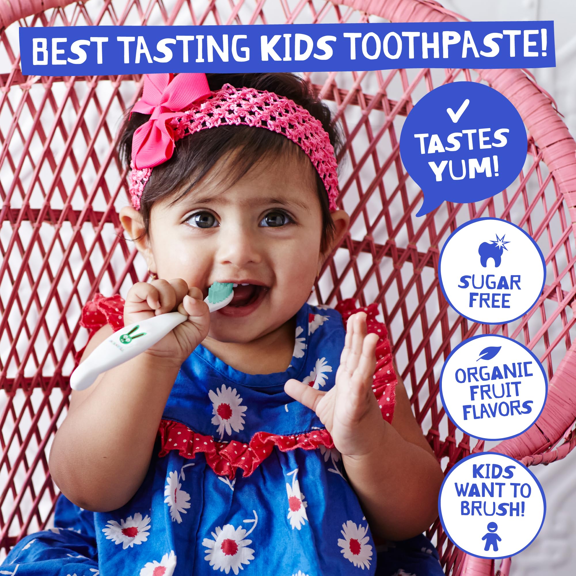 Jack N' Jill Natural Kids Toothpaste - Strawberry Flavor, 1.76oz (Pack of 2) | Fluoride-Free, Organic & Safe for Babies & Toddlers | Perfect for Daily Brushing & Travel