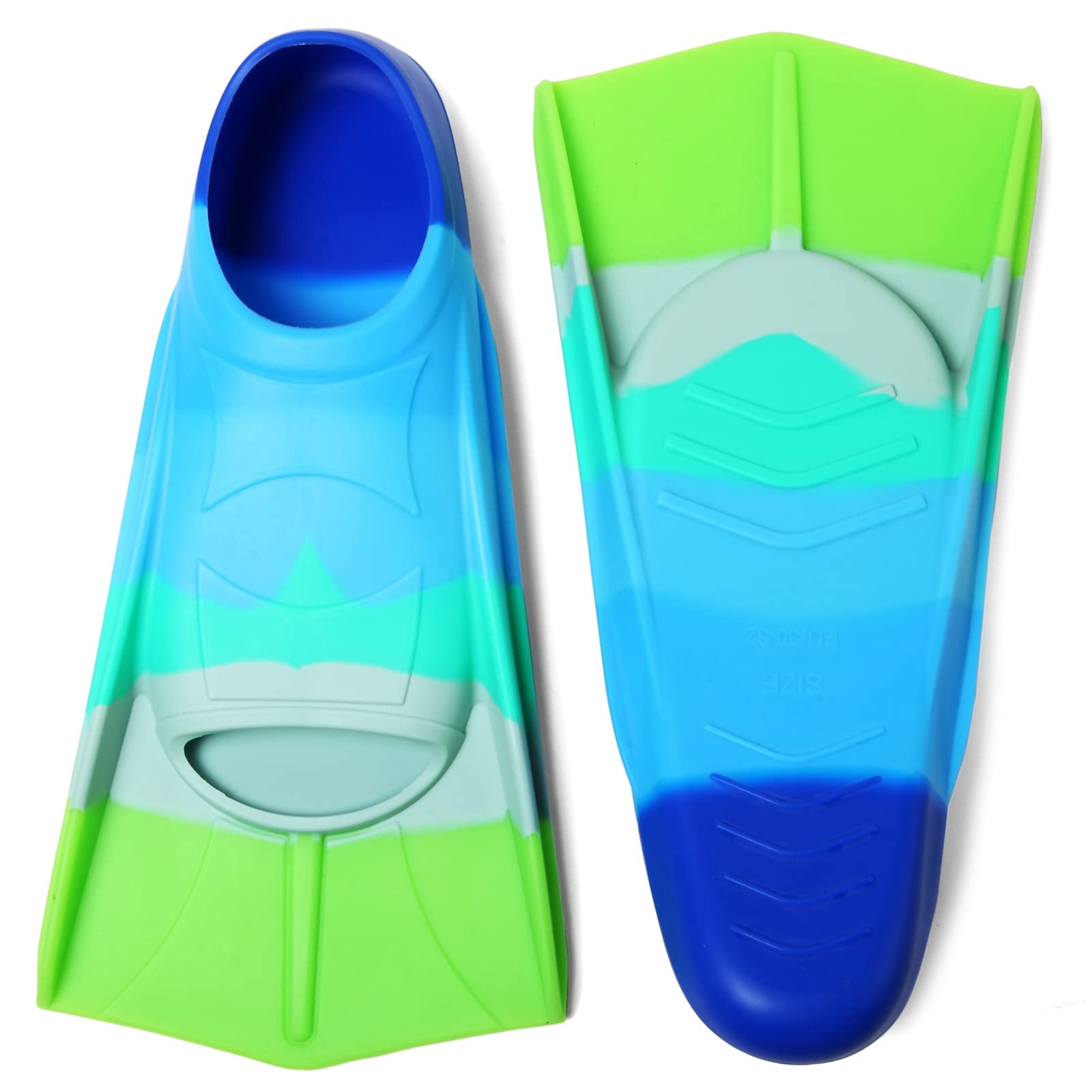 **Kids Swim Fins - Short Blade Non-Slip Heel Pool Training Flippers for Youth | Lightweight Design for Swimming Lessons & Beach Fun**