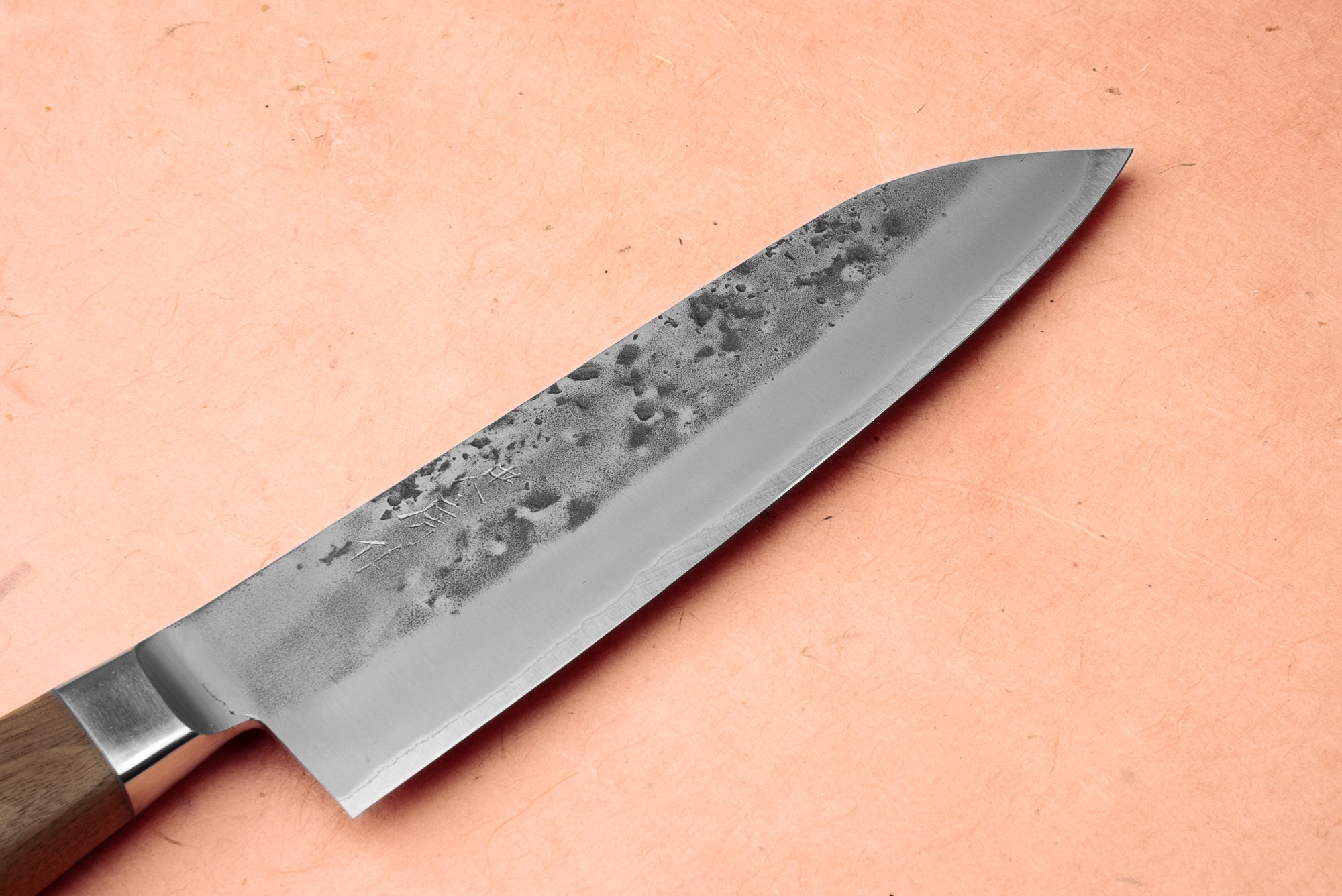 Premium Tadafusa Nashiji Western Walnut Santoku Knife 170mm - Japanese Chef Knife for Slicing, Dicing & Chopping Vegetables, Meat & Fish - Perfect for Home Cooks & Professional Kitchens