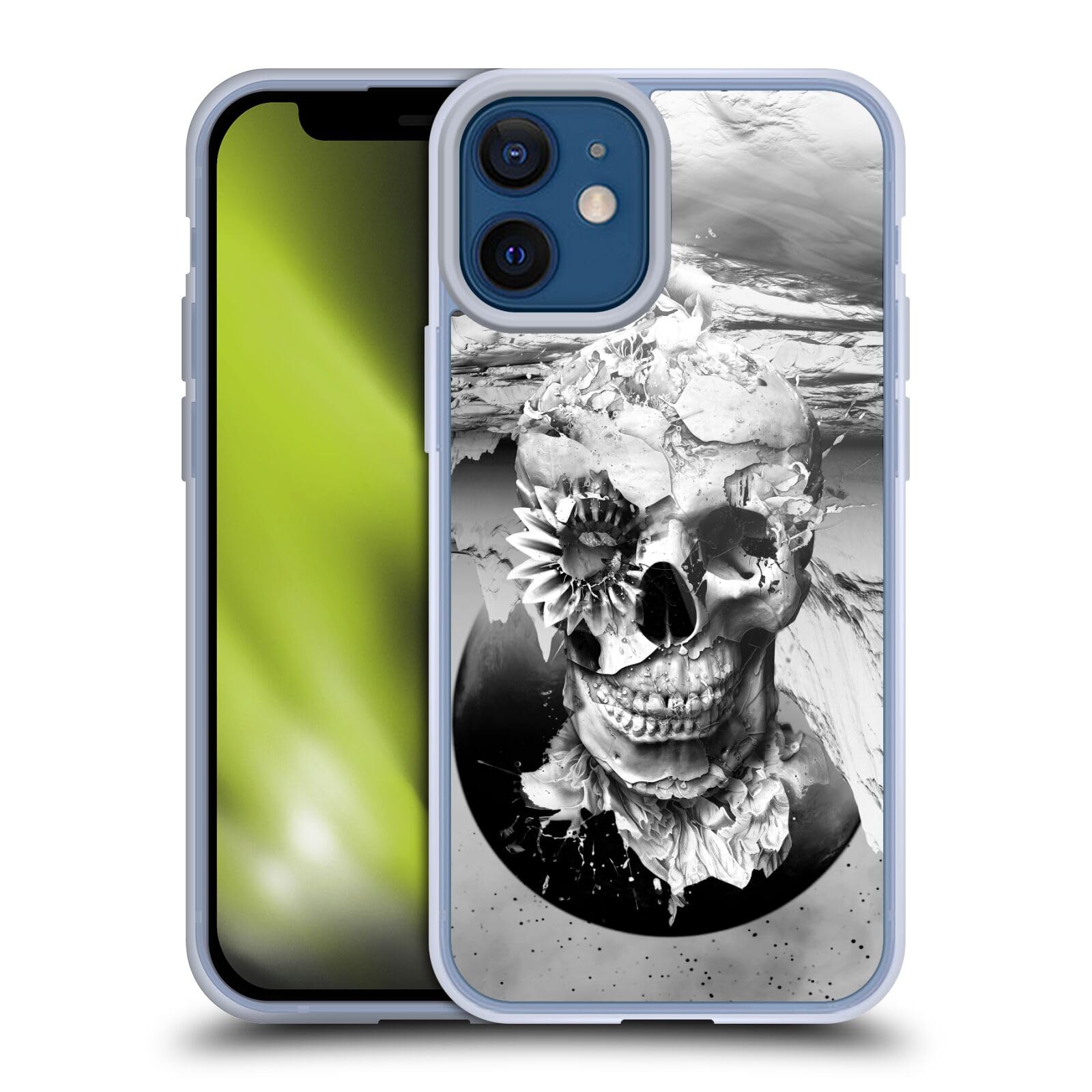 Head Case Designs Riza Peker Black & White Skulls Soft Gel Case for iPhone 12 Mini | Officially Licensed | Durable Protection | Stylish Design for Everyday Use