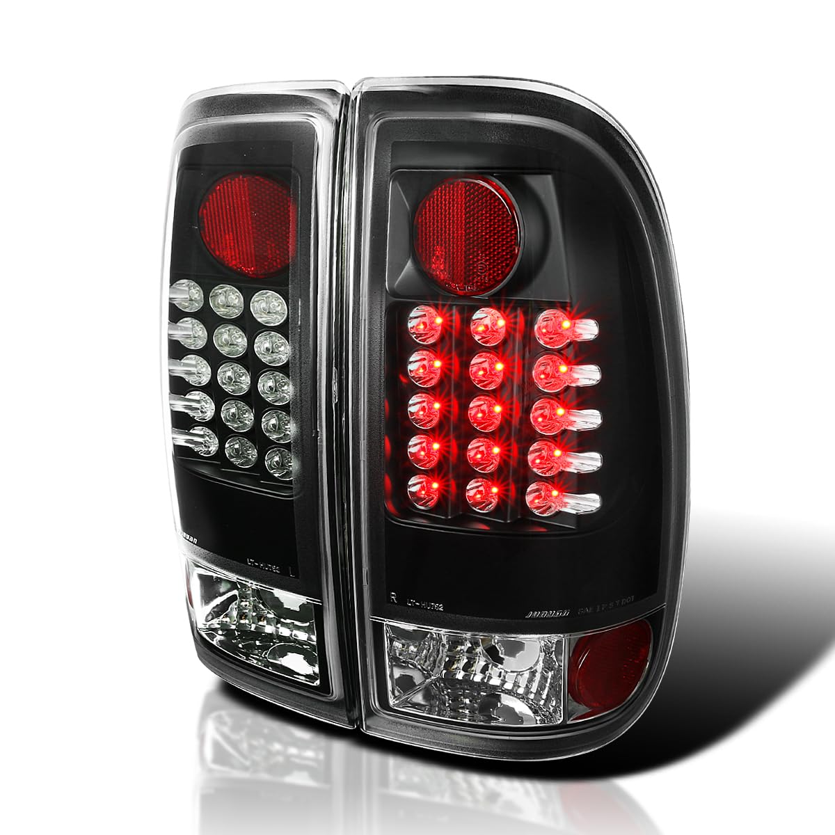 Spec-D Tuning Black LED Tail Lights for 2008-2016 Ford Super Duty F250 F350 F450 F550 - Left & Right Pair Assembly - Durable & Bright LED Brake Lights for Enhanced Night Visibility & Style