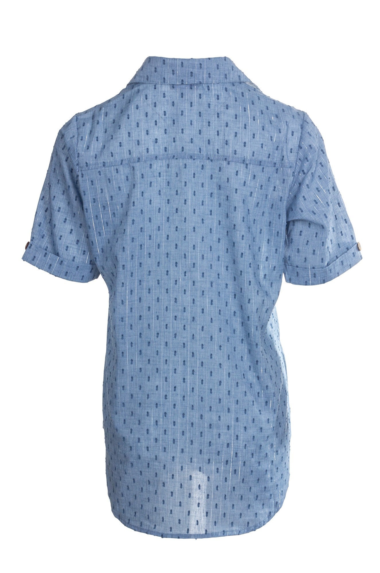 Hi-Low Hemline Blouse in Indigo Blue - Trendy Asymmetrical Women's Top for Casual Wear & Night Out | Style #4672A1