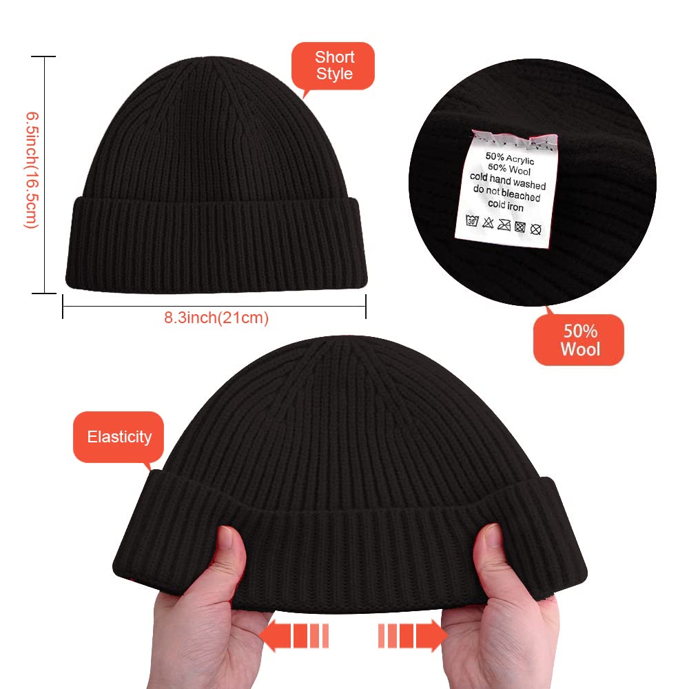 Vidsel Unisex Fisherman Beanie - Warm Wool Knit Skull Cap for Men & Women - Winter Trapper Hat with Swag Cuff - Perfect for Outdoor Activities, Skiing, Hiking & Cold Weather