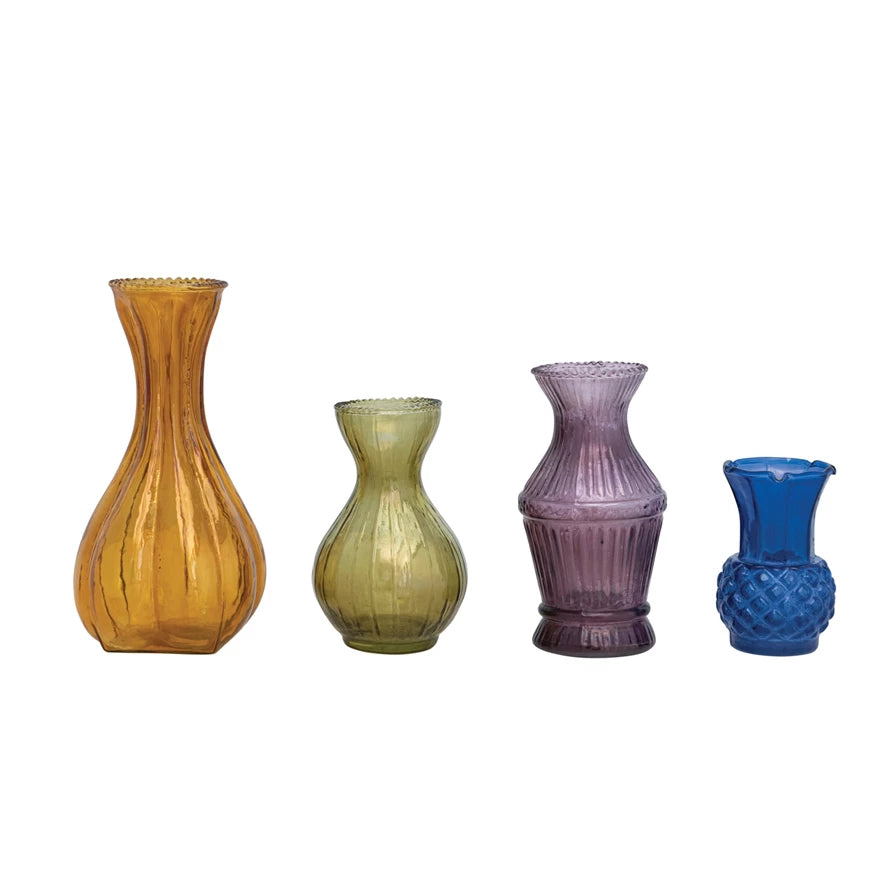 Elegant Debossed Glass Vases Set - Handcrafted Home Decor for Centerpieces, Wedding, and Floral Arrangements