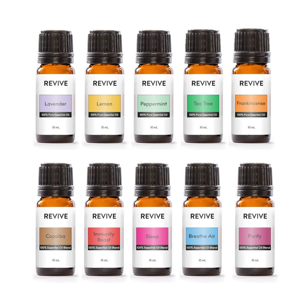 Revive Essential Oils Starter Kit - 100% Pure Therapeutic Grade Aromatherapy Set for Diffusers, Humidifiers, Massage, Skin & Hair Care | Relaxation, Stress Relief & Home Spa Experience