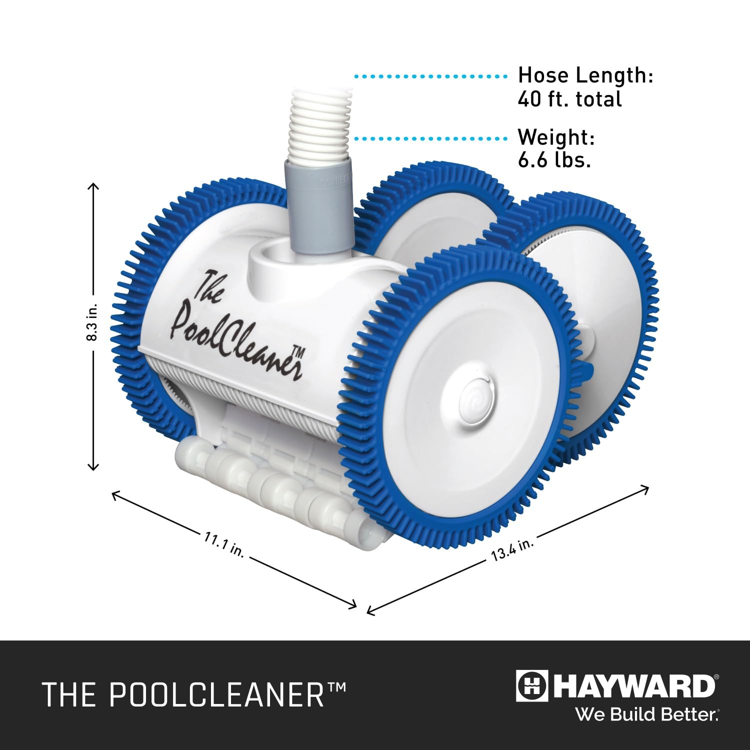 Hayward W3PVS40JST Automatic Pool Vacuum Cleaner for In-Ground Pools up to 20x40 ft - White | Suction Side Pool Cleaner | Ideal for Concrete, Vinyl & Fiberglass Pools | Easy Setup & Low Maintenance