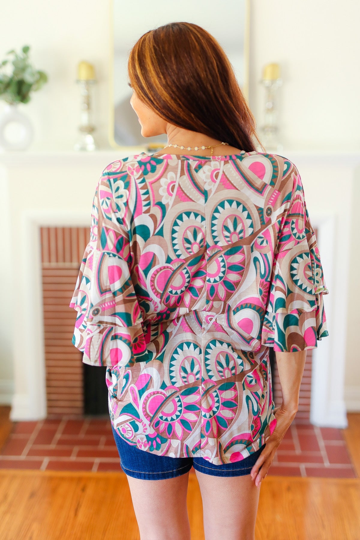 Eyes On You Teal Paisley Double Ruffle Sleeve Blouse | Women's Fashion Boho Chic Top for Date Night & Summer Outfits