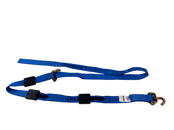 14 Feet Diamond Weave Replacement Wheel Strap with Rubber Cleats (Swivel J) - Heavy Duty Towing Strap for ATV, UTV, Snowmobile & Off-Road Vehicles - Secure Transport Solution