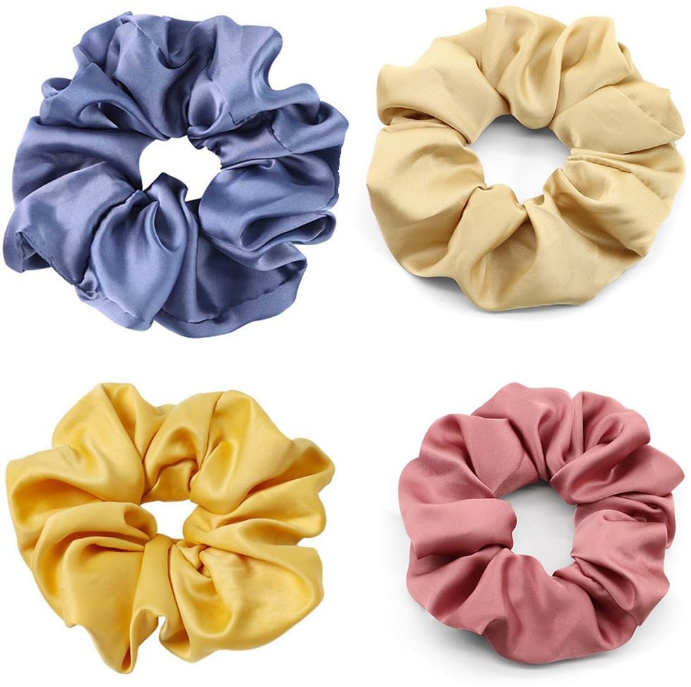 Silky Satin Scrunchies for Women & Girls - 12 Pack Multicolor Hair Ties - Soft Ponytail Holders for Everyday Use, Work, School & Special Occasions