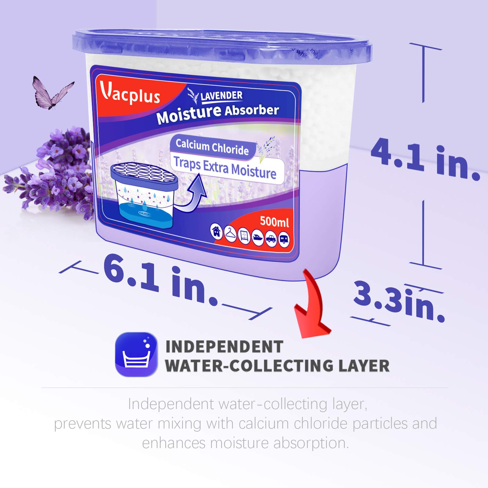 Vacplus 12 Pack Moisture Absorbers (10.5 Oz) - Lavender Scented Dehumidifier Boxes for Bathroom, Closet & Kitchen | Eliminates Excess Humidity & Odors | Ideal for Small Spaces, Wardrobes & Laundry Rooms