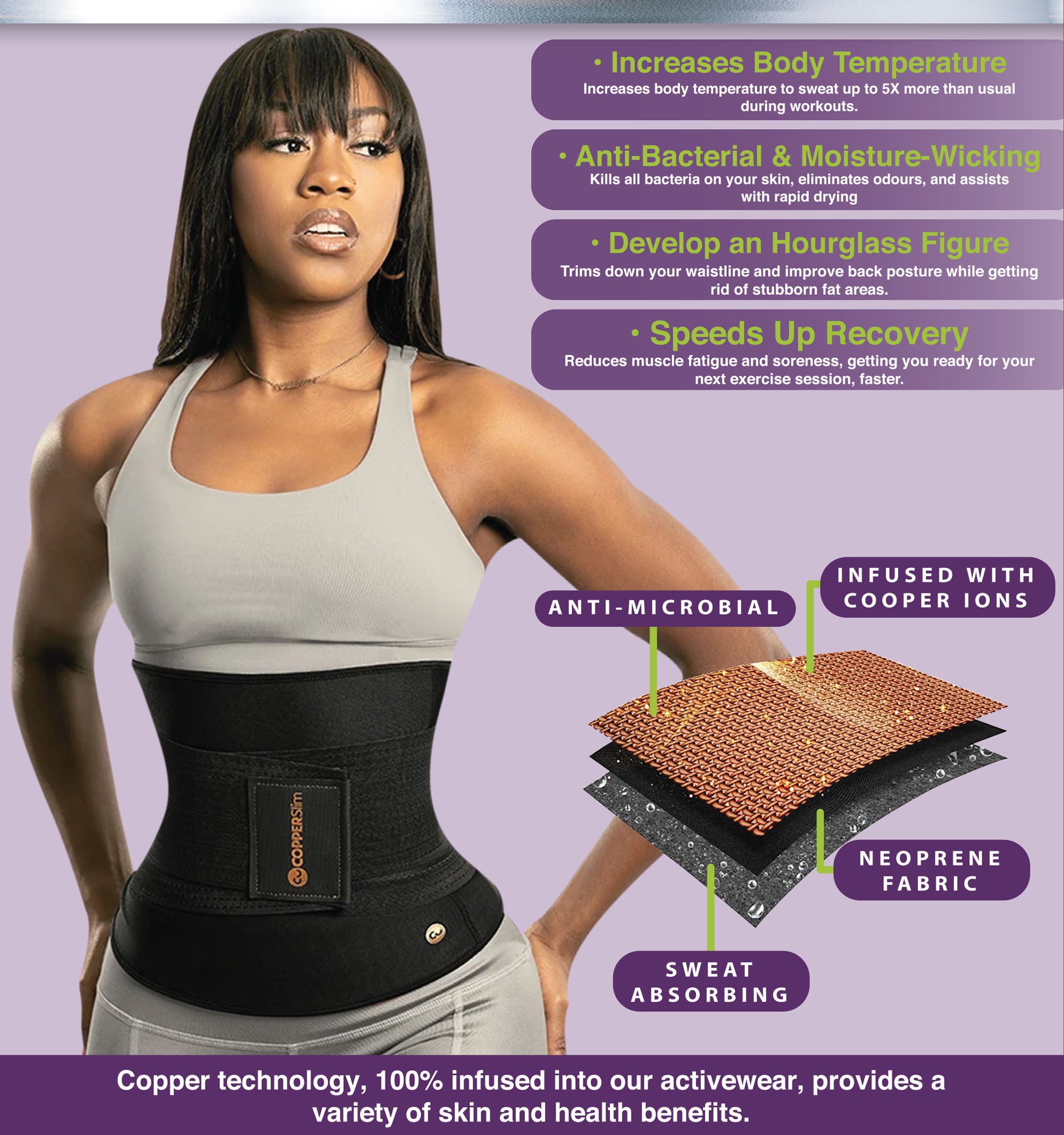 Remedy Health's Copper Slimming Belt for Weight Loss & Body Shaping - Waist Trainer for Women & Men - Perfect for Gym, Workouts & Postpartum Recovery