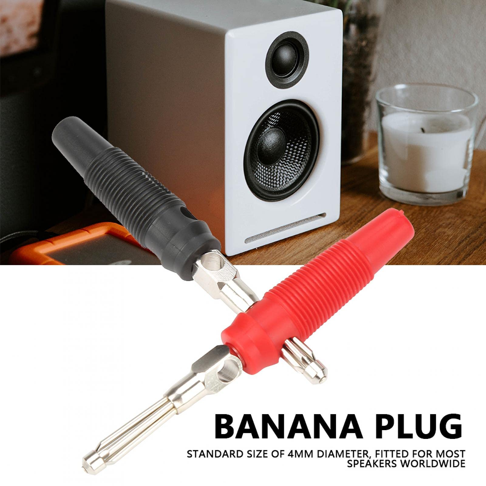 10PCS 4mm Banana Plug Jack Connectors - Red & Black Speaker Test Probes for Amplifier, DIY Electronics, Lab Equipment and Audio Testing