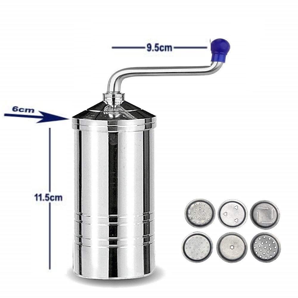 Premium Stainless Steel Sev Maker - Indian Snacks Chakali & Murukku Press with 6 Interchangeable Discs | Manual Pasta Machine for Homemade Sevai, Chakli & Traditional Indian Snacks | Perfect for Diwali, Festivals & Family Cooking