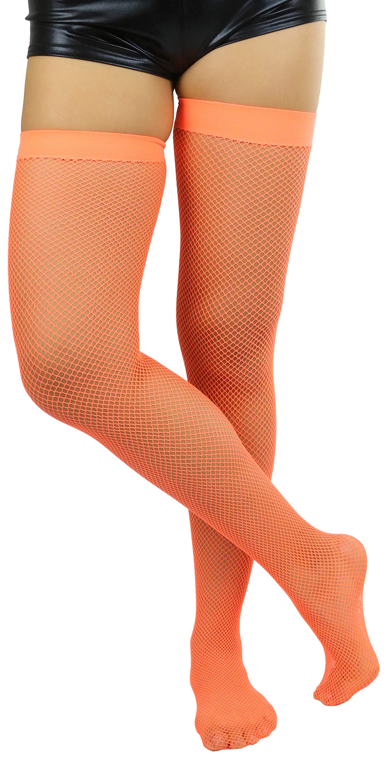 ToBeInStyle Women’s Bright & Vibrant Fishnet Thigh High Stockings - Sexy Fashion Hosiery for Parties, Cosplay & Night Out Outfits