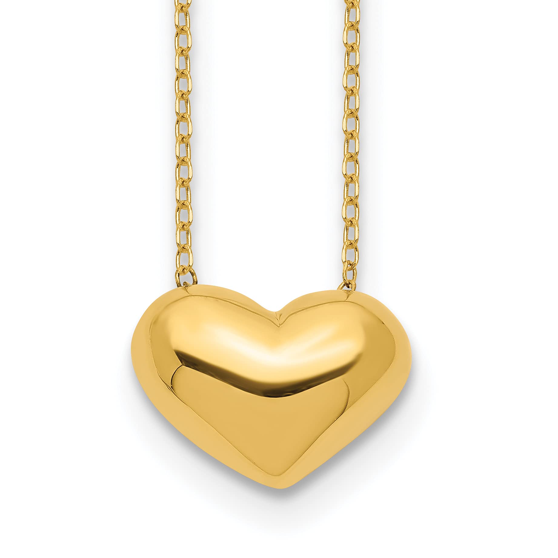 14K Solid Yellow Gold Heart Pendant Necklace for Women - 18 Inch Love & Friendship Charm Chain - Perfect for Valentine's Day, Anniversary Gifts, and Everyday Elegance