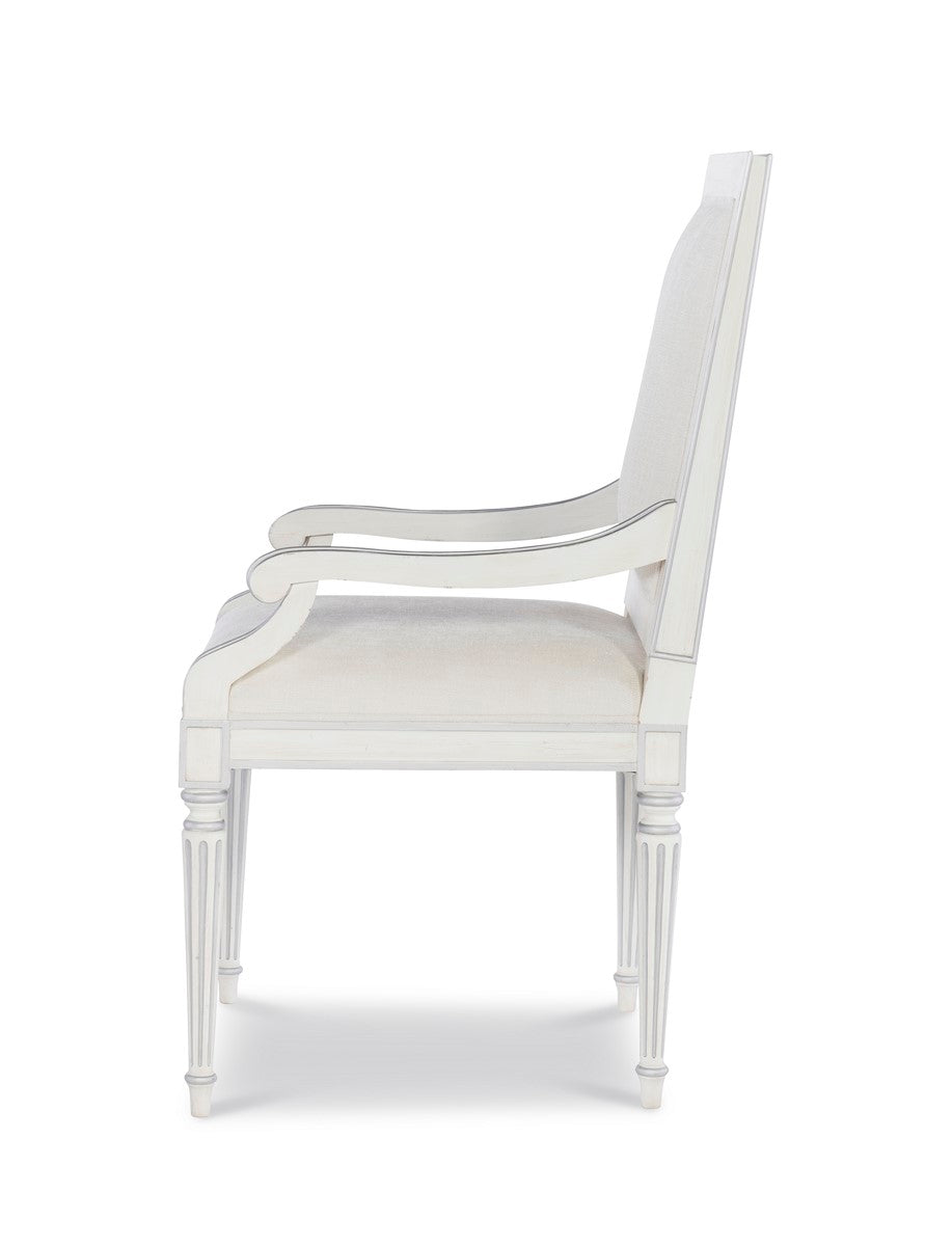 Barrington Arm Chair - White/Silver Upholstered Accent Chair with Silver Frame | Modern Living Room Furniture | Century Furniture MN5364A V2 | Perfect for Home Office, Lounge & Reading Nook