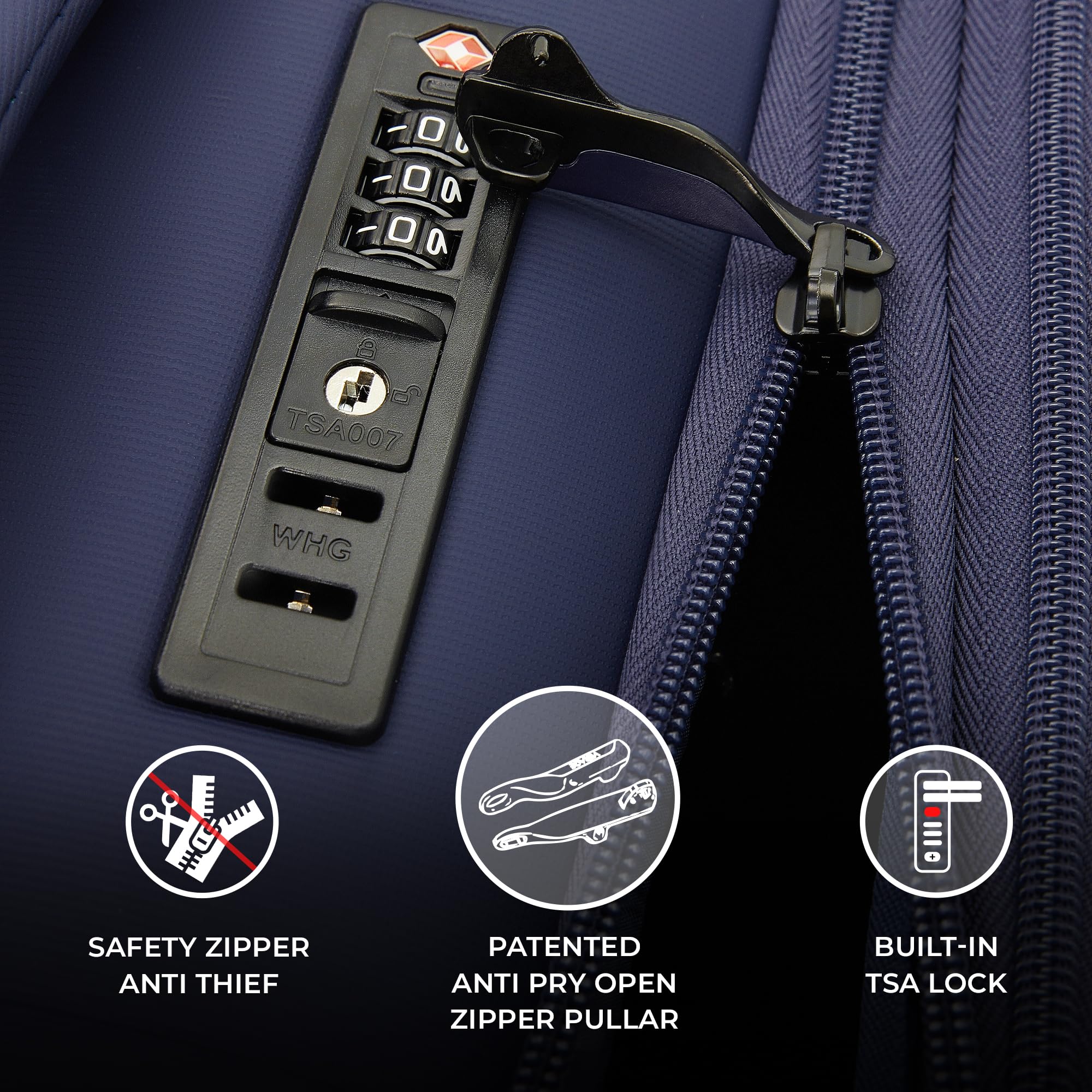 Vergae Cambridge Lightweight Expandable Softside Spinner Wheel Suitcase - 29 Inch Large Checked Luggage for Travel, Navy Blue | Perfect for International Flights & Family Vacations