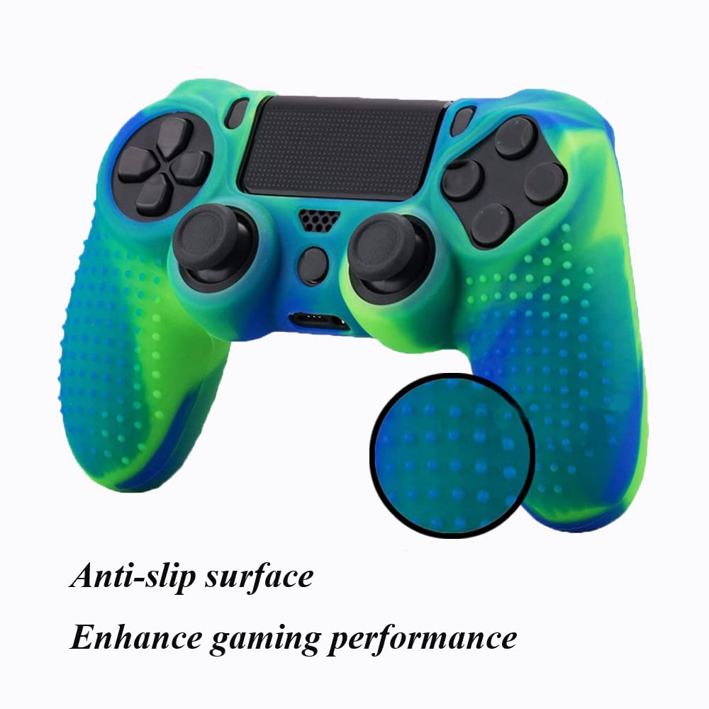 DualShock 4 Controller Skin - Anti-Slip Silicone Cover with Thumb Grips for Sony PS4/PS4 Slim/PS4 Pro (Black & Red) | Enhanced Grip for Gaming, Protection Against Drops & Sweat
