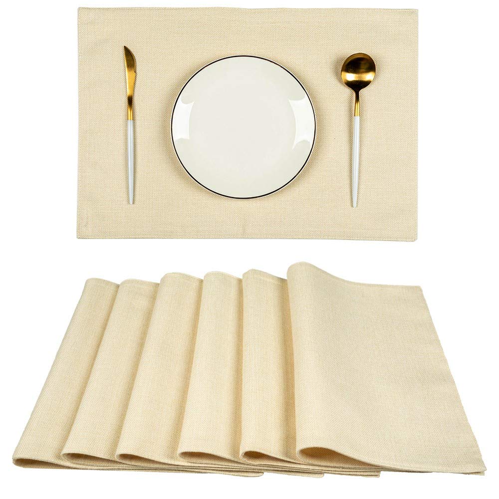 Beige Spring Garden Placemats Set of 4 - Large 13x19 Inch Rustic Table Mats - Machine Washable for Kitchen, Dining Table & Parties - Perfect for Indoor/Outdoor Entertaining & Farmhouse Decor