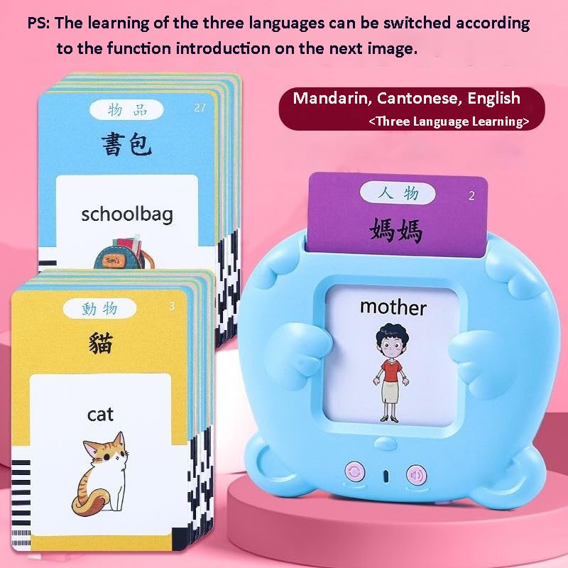 RT&BS Trilingual Talking Flash Cards - Cantonese, Mandarin & English Learning Toy with 510 Sight Words for Toddlers | Educational Language Flashcards for Kids, Perfect for Home & Classroom Use