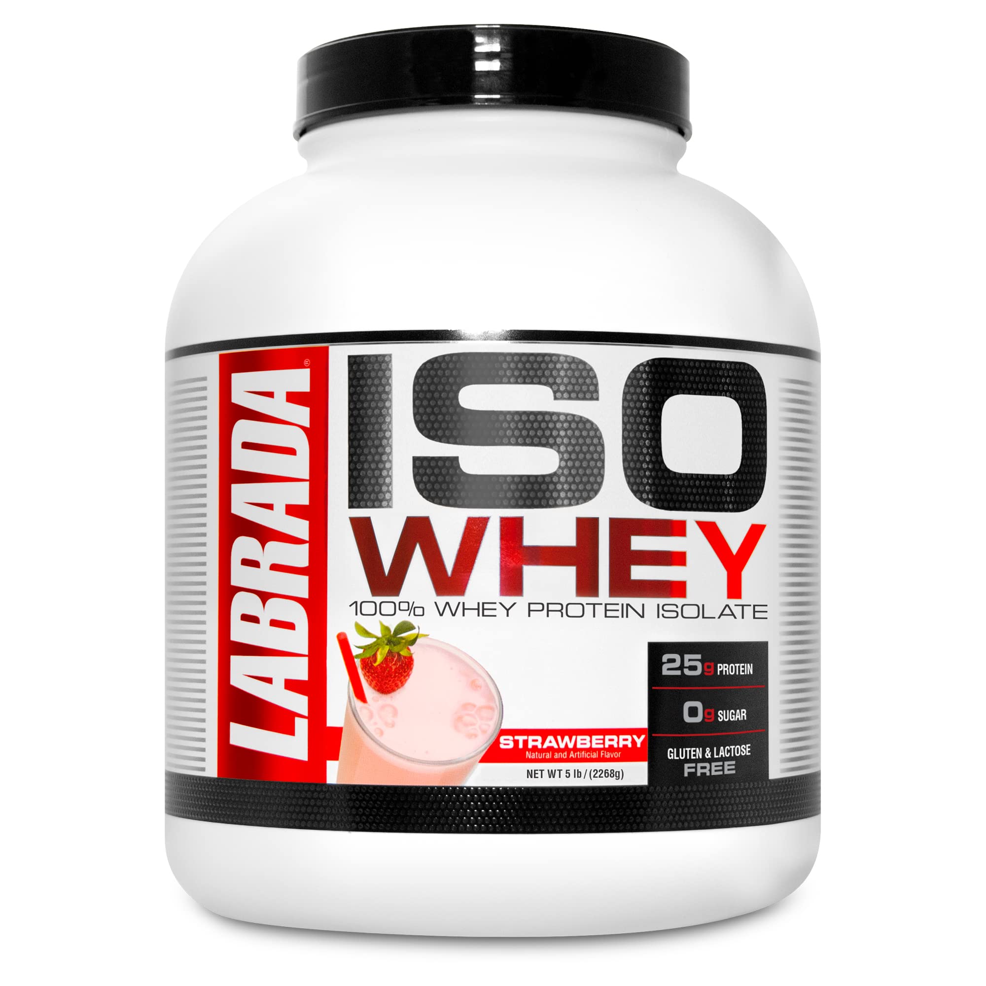 Labrada Nutrition ISO 100% Whey Protein Isolate Powder - Strawberry Flavor 5lb for Muscle Recovery & Post-Workout Shakes