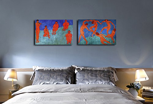 Wall26 Famous Oil Painting Reproduction Set of 2 - Music & Dance (II) Canvas Art Prints, 24x36 Inch x 2 Panels, Stretched & Ready to Hang - Perfect for Living Room, Bedroom or Office Wall Decor