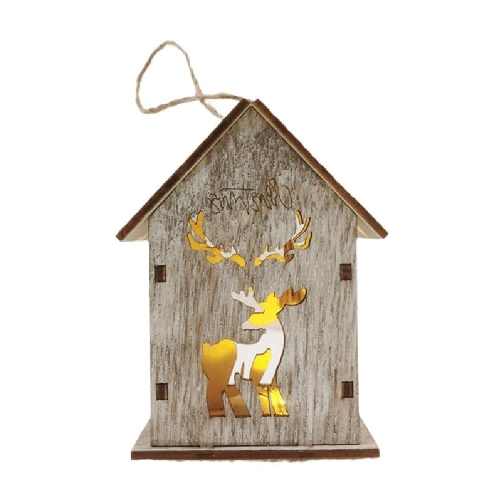 Christmas Tree Ornaments - Luminous Wooden House Hanging Pendants for Holiday Decor | Perfect for Christmas Tree Decorations, Mantel Displays & Festive Home Lighting
