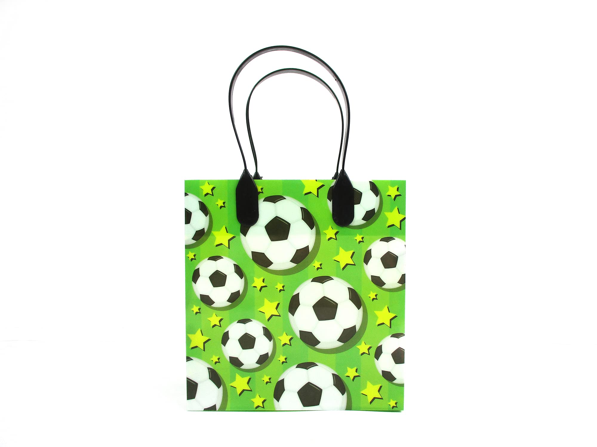 TINYMILLS Soccer Party Favor Bags with Handles - 12 Pack Football Themed Treat Bags for Birthday Parties, Snack Duty & Goodie Bags - Perfect for Kids' Sports Events, School Snacks & Game Day Treats