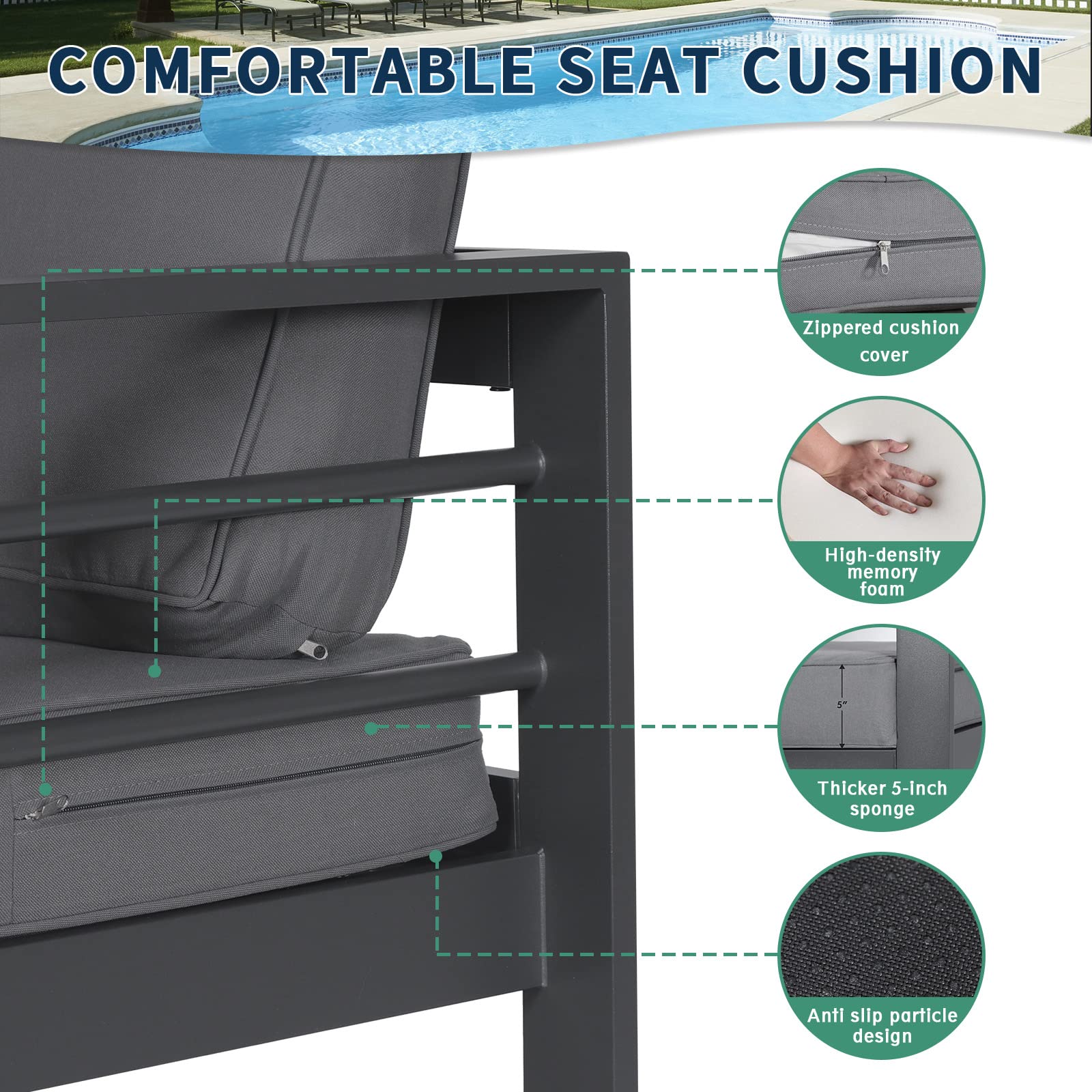 **Amopatio Oversized Aluminum Patio Armchair Set of 2 – All-Weather Outdoor Modern Metal Sofa Chairs with 5-Inch Cushions & Waterproof Covers, Dark Grey – Perfect for Garden, Poolside, and Patio Relaxation**