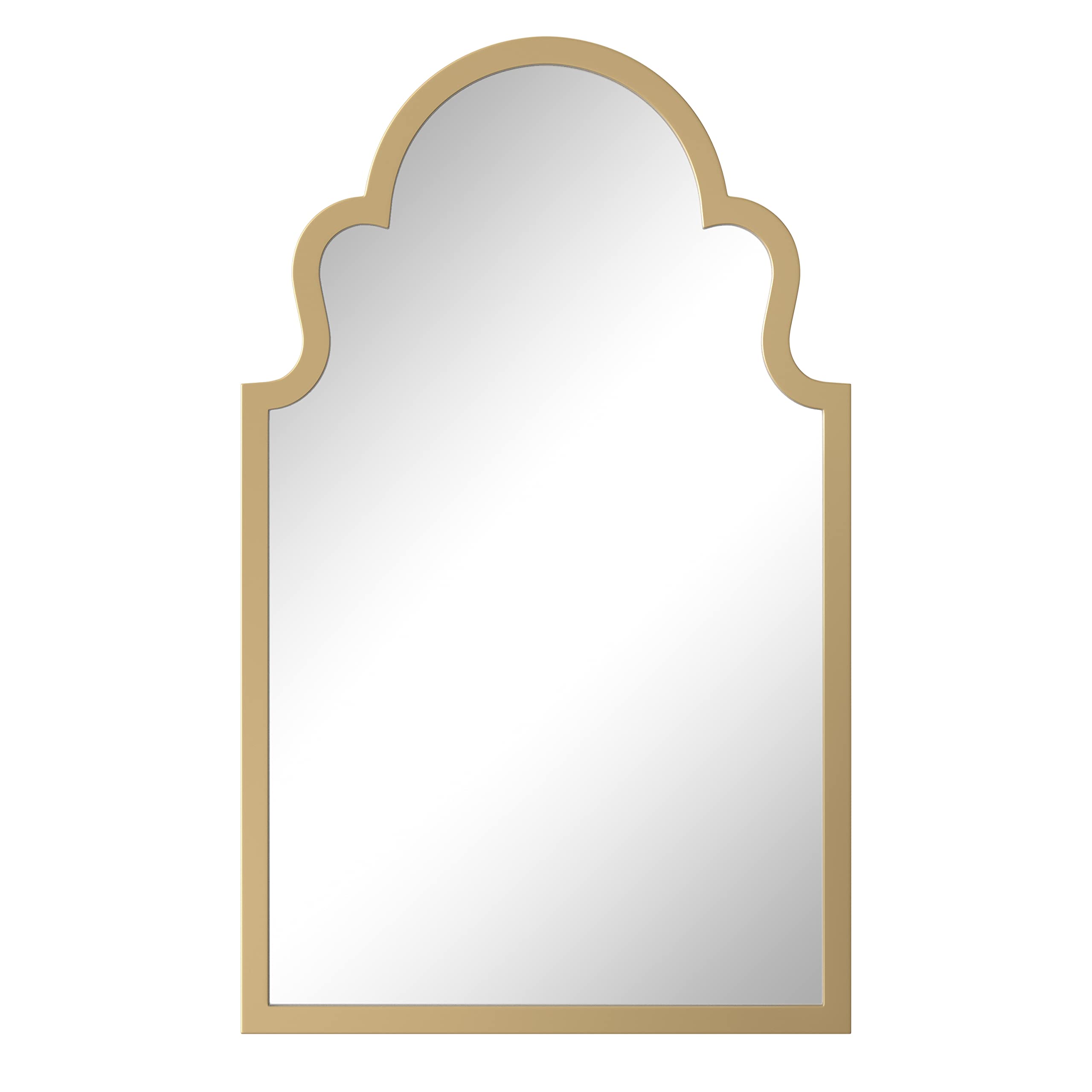 Gold Metal-Frame Wall Mirror 35.5×21.7 Inch - Decorative Vanity Mirror for Bathroom, Living Room & Bedroom | Elegant Home Decor & Space Enhancer | Perfect for Makeup, Selfies & Room Illusion