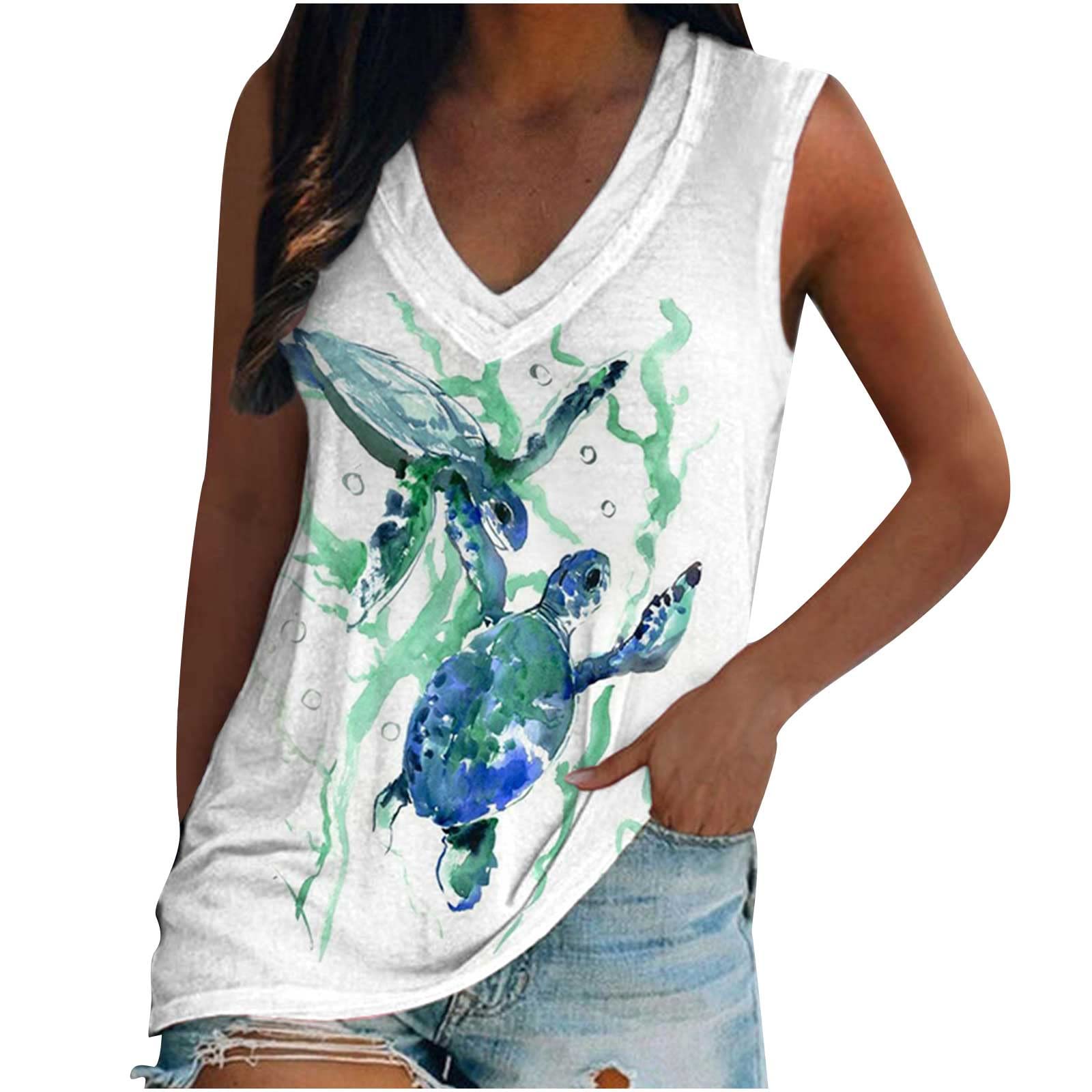 Women's Loose V-Neck Short Sleeve Printed Blouse - Summer Casual T-Shirt Top for Women - Perfect for Beach Outings, Office Wear & Everyday Comfort