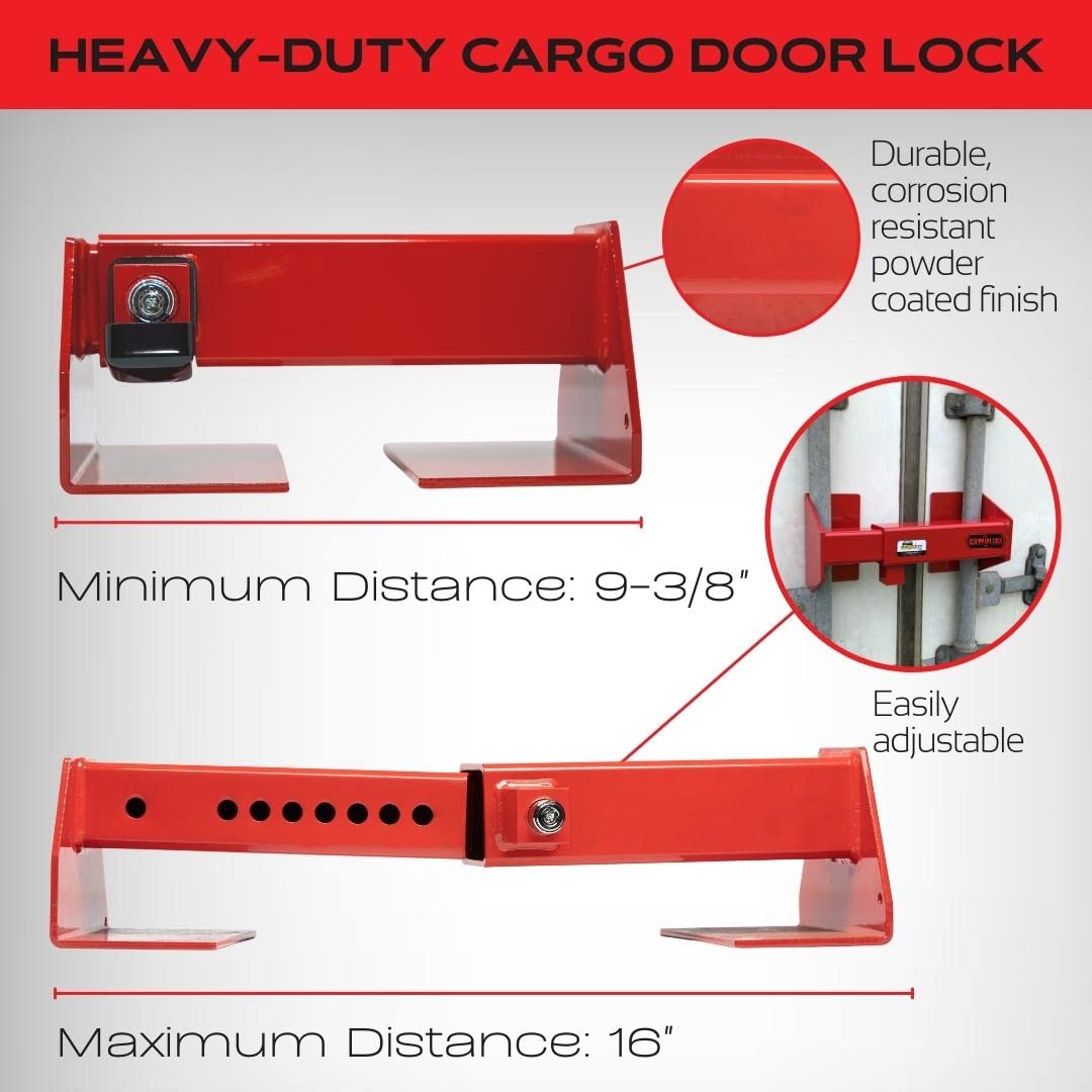 Heavy Duty Cargo Door Lock - Maximum Security Powder Coated Steel Shipping Container Lock - Semi Trailer & Truck Accessories - Keyed Differently for Enhanced Security - Ideal for Shipping Containers, Trailers, and Commercial Vehicles