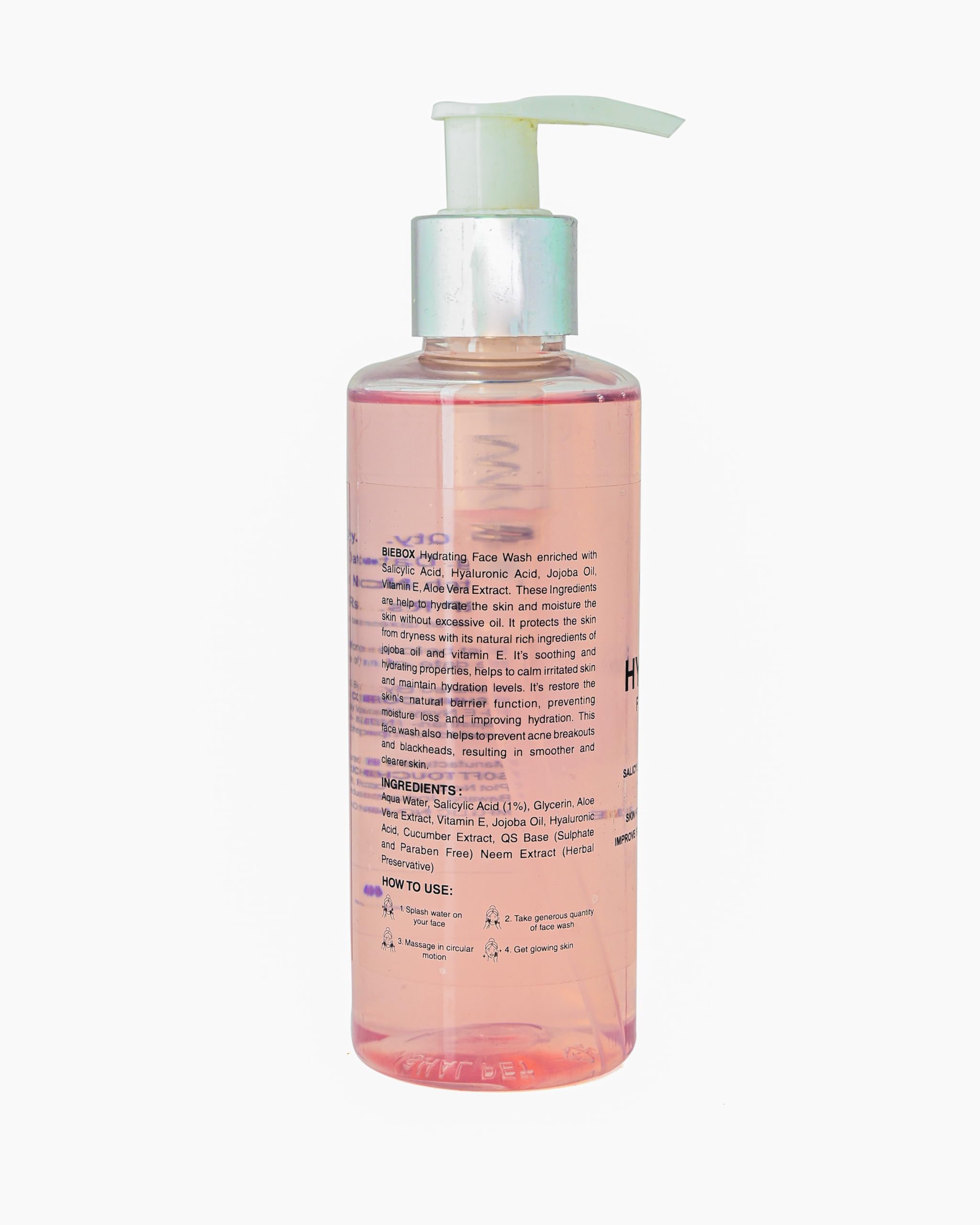 BIEBOX Hydrating 1% Salicylic Acid Face Wash for Men & Women - 200ml Acne Treatment Gel with Glycerin, Vitamin E & Hyaluronic Acid | Daily Cleanser for Active Acne & Oily Skin | Perfect for Morning & Night Skincare Routine