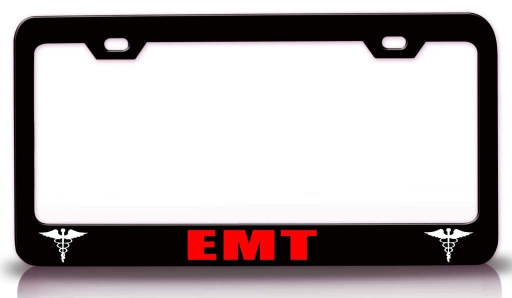EMT Paramedic Nurse Medical License Plate Frame - Stainless Steel Metal Car Tag Holder for EMTs, Nurses, First Responders - Perfect for Ambulances, Emergency Vehicles & Healthcare Professionals