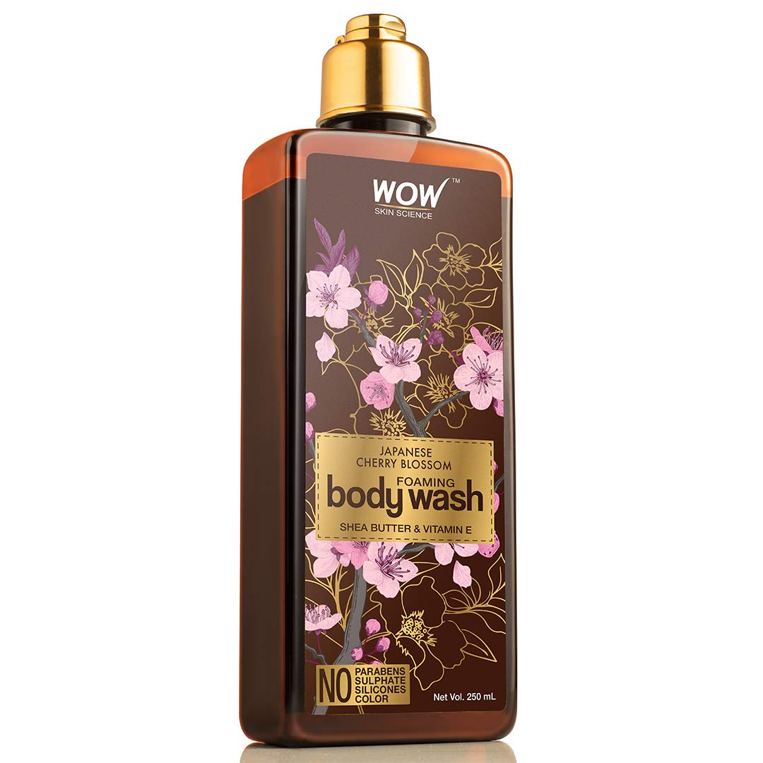 WOW Skin Science Japanese Cherry Blossom Foaming Body Wash - Sulfate Free, Paraben Free, Silicone Free & Dye Free - 250mL for Soft, Hydrated Skin - Perfect for Daily Shower & Spa Day Relaxation