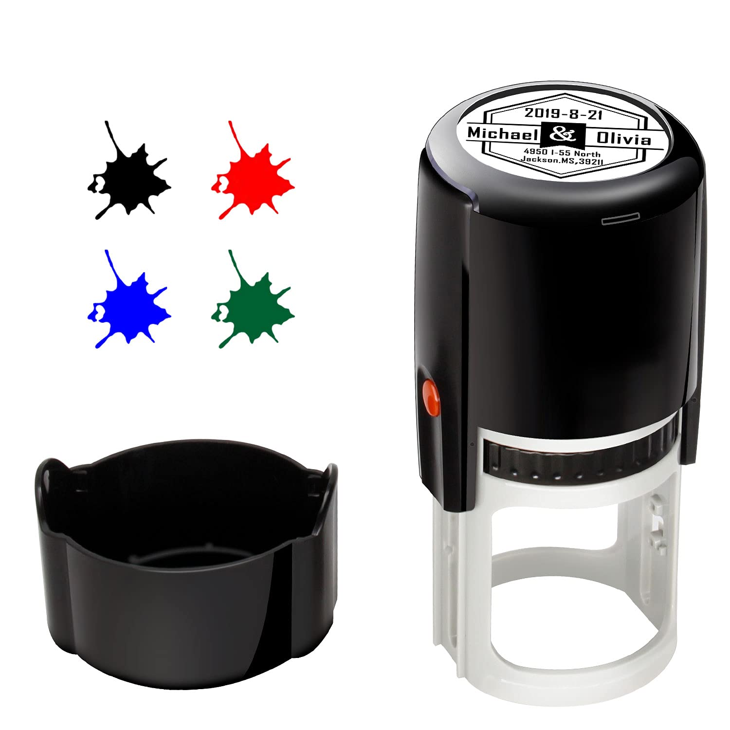 Custom Self-Inking Stamp - Personalized Round Address Stamp 1-5/8