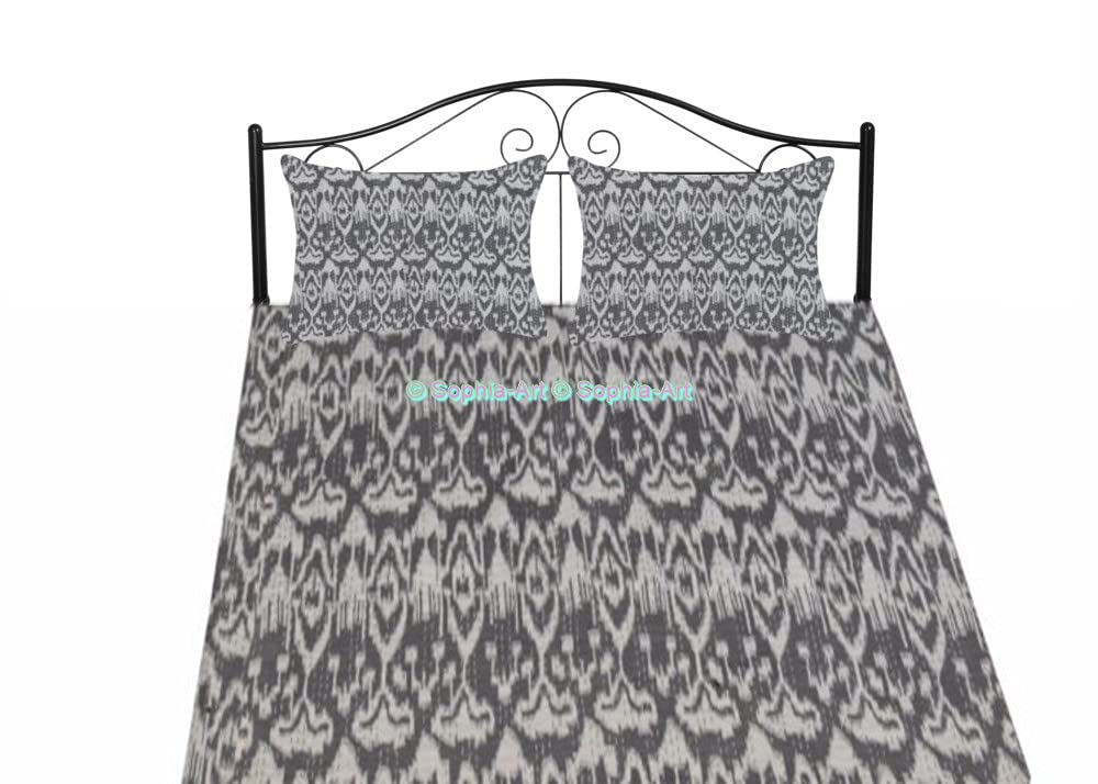 Traditional Handmade Kantha Quilt - Indian Ikat Print Vintage Cotton Bedspread - Reversible Sofa Cover & King Size Bedding (90