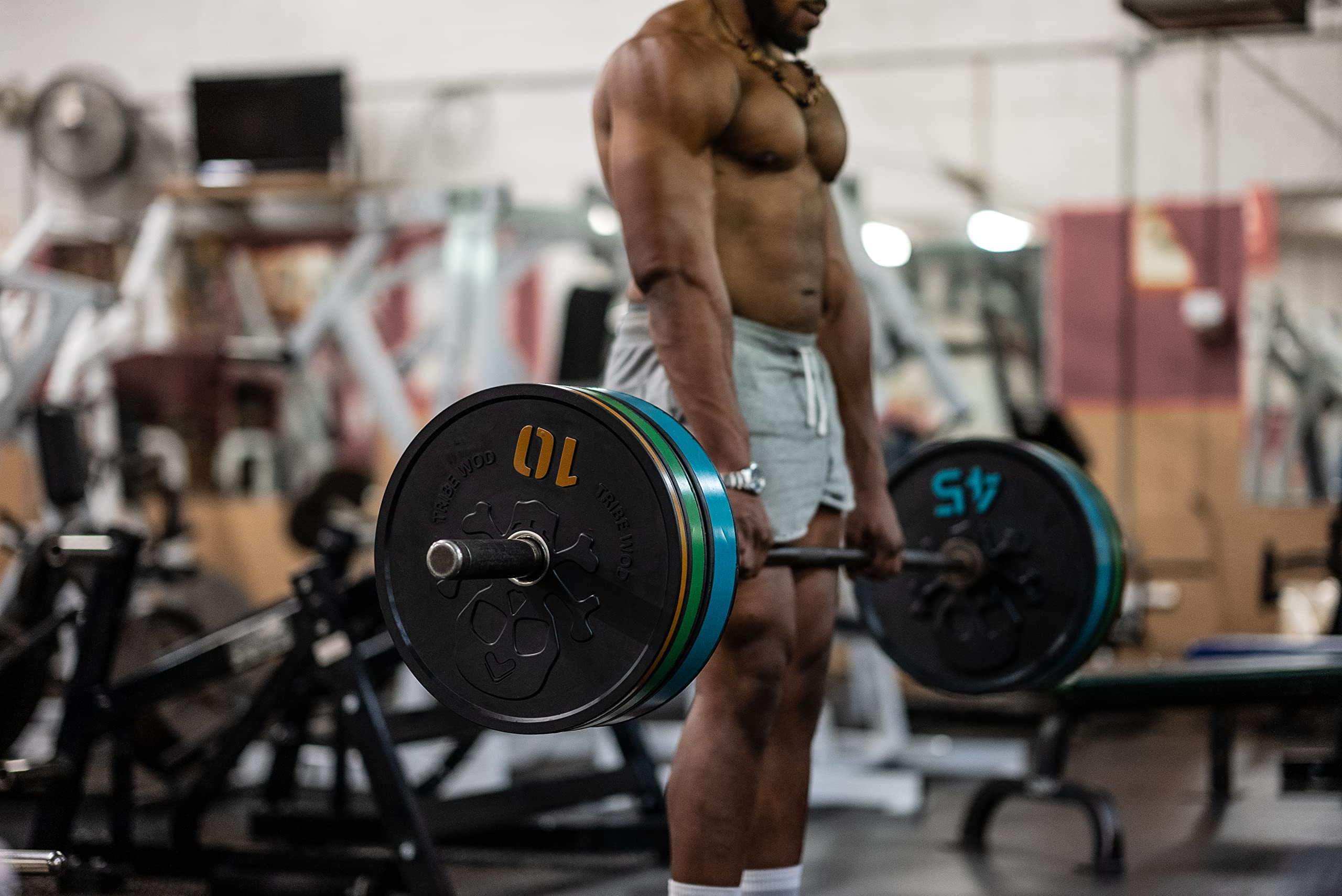 Tribe WOD Bumper Plates - Premium Rubber & Steel Olympic Weight Plates for CrossFit, Powerlifting & Home Gym - Compatible with Rep Fitness & Most Olympic Bars - Perfect for Strength Training & Functional Fitness Workouts