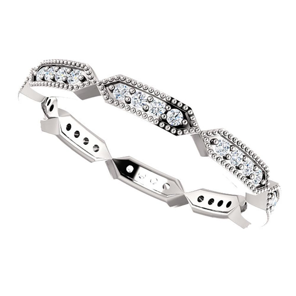 1/4 Carat Diamond Eternity Ring in 10K White Gold - Stackable Women's Wedding Band for Anniversary, Engagement & Everyday Elegance