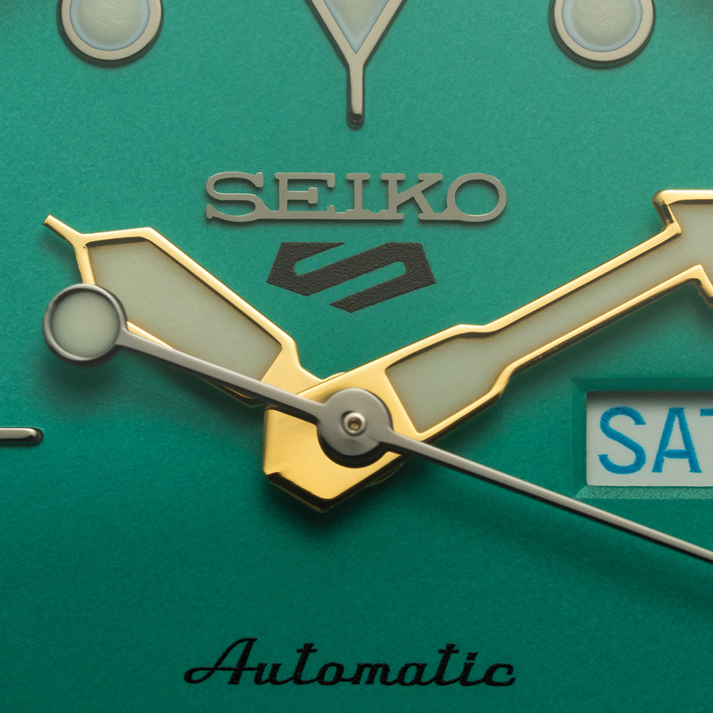 SRPK33 5 Sports 38mm Green Stainless Steel Watch with Bracelet - Perfect for Running, Swimming & Outdoor Activities