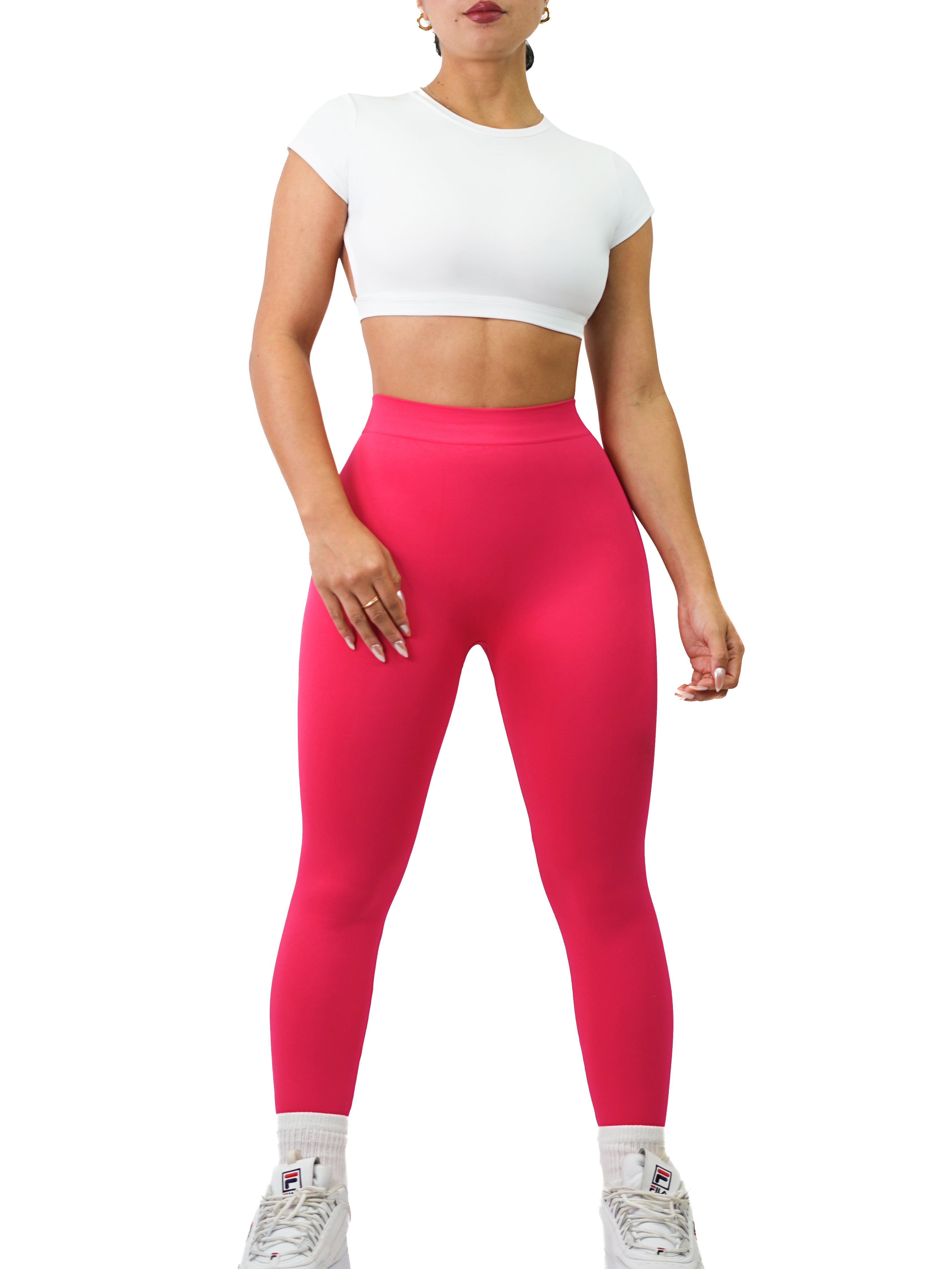 Seamless Low Back Leggings for Women - High Waisted Yoga Pants with Tummy Control - Comfortable Workout Leggings in Ruby Red - Perfect for Yoga, Gym, Running and Lounge Wear