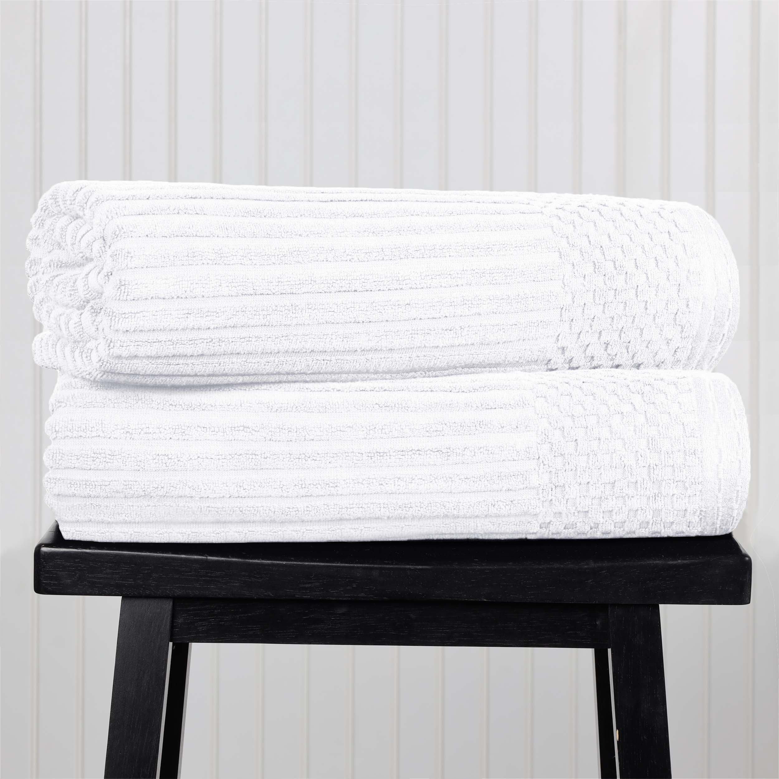 Premium Cotton Ribbed Textured Bath Towel Set - Ultra Absorbent 2-Piece Bath Sheet Set for Spa, Beach & Luxury Bathroom Use