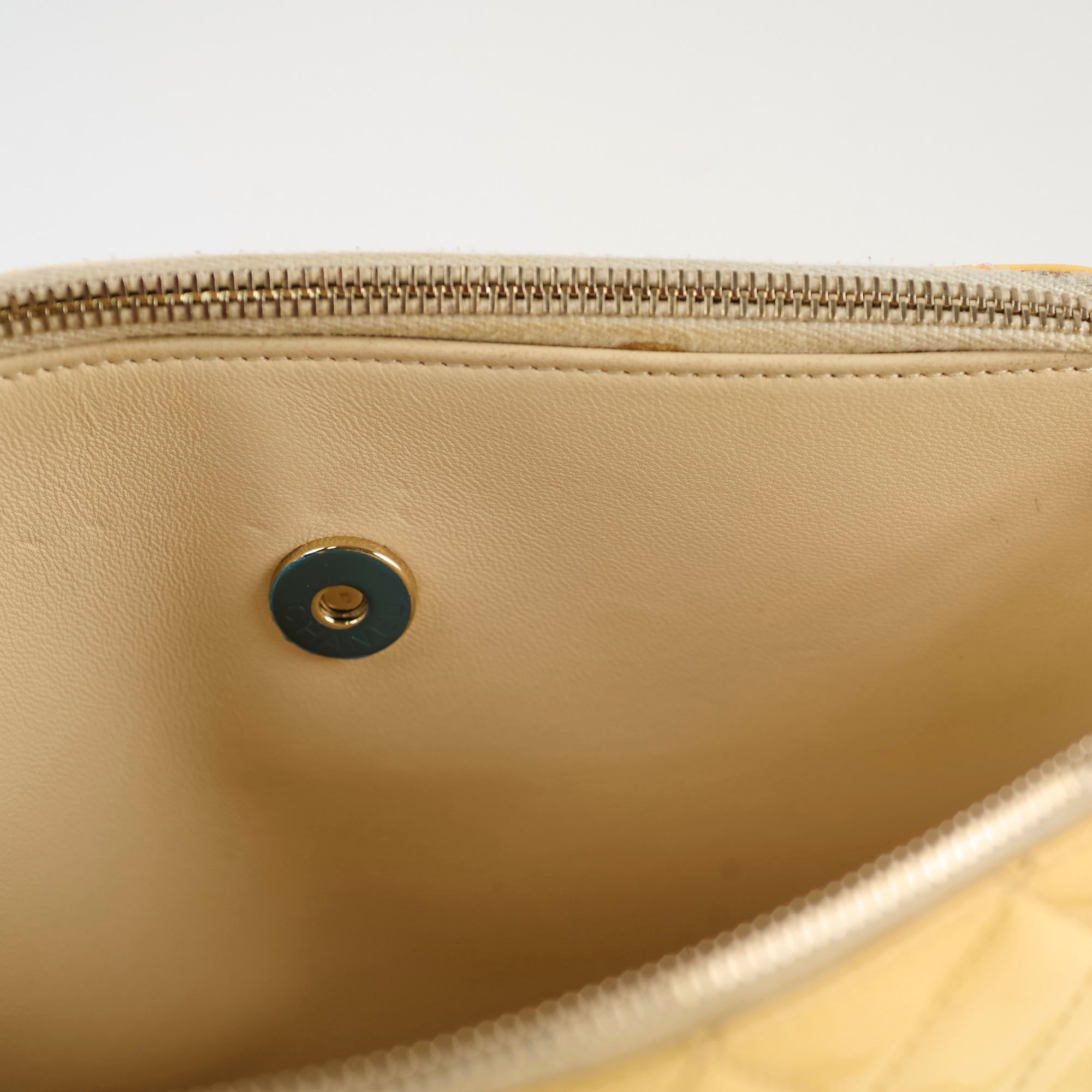 Chanel Patent Leather Shoulder Bag Ivory & Yellow - Luxury Designer Handbag for Women | Perfect for Parties, Weddings & Evening Events
