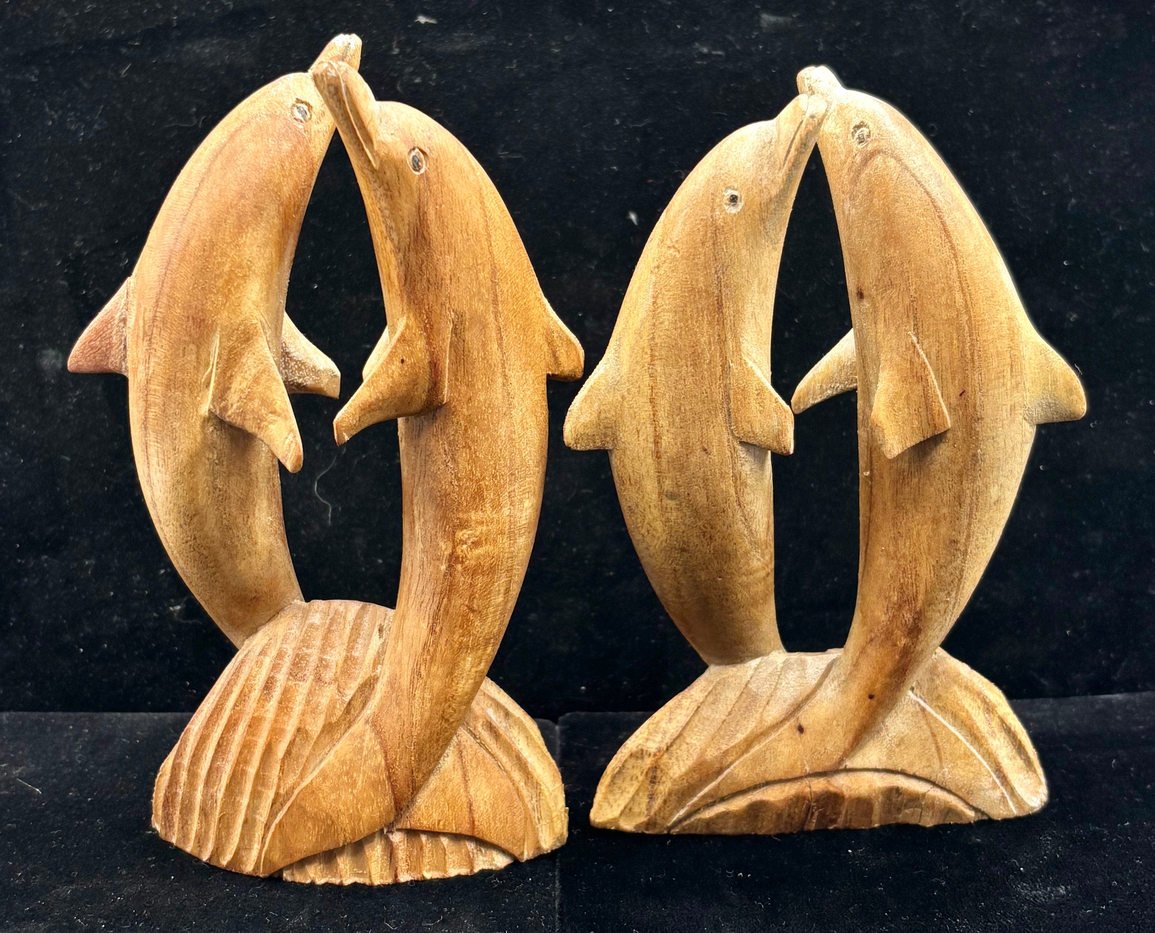 Handcrafted Dolphin Teak Wood Carving - Elegant Home Decor for Beach House & Coastal Living Room | Perfect Gift for Ocean Lovers