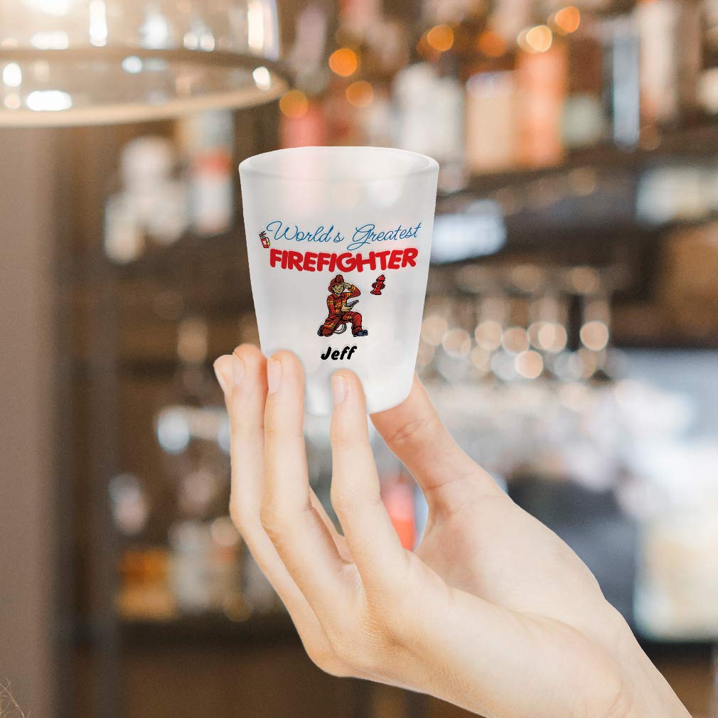 Custom Engraved 'World's Greatest Firefighter' Ceramic Shot Glass - Perfect for Gifts, Parties & Firefighter Appreciation Events