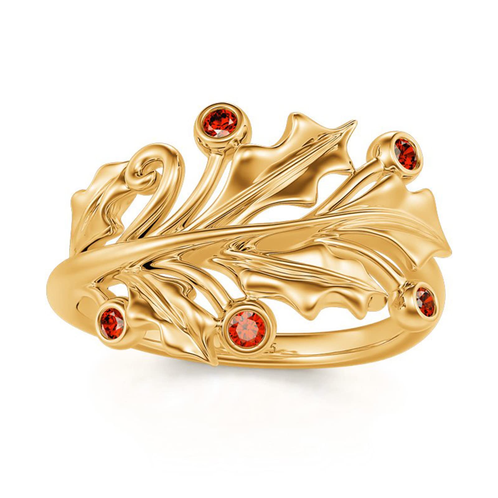 Jeulia Women's Gold Plated Knuckle Rings Set - Sterling Silver Floral Garnet Red Diamond Band Rings for Christmas, Wedding, Engagement, Birthstone Promise - Gift Box Included | Perfect for Holiday Gifts, Anniversary, Valentine's Day & Special Occasions