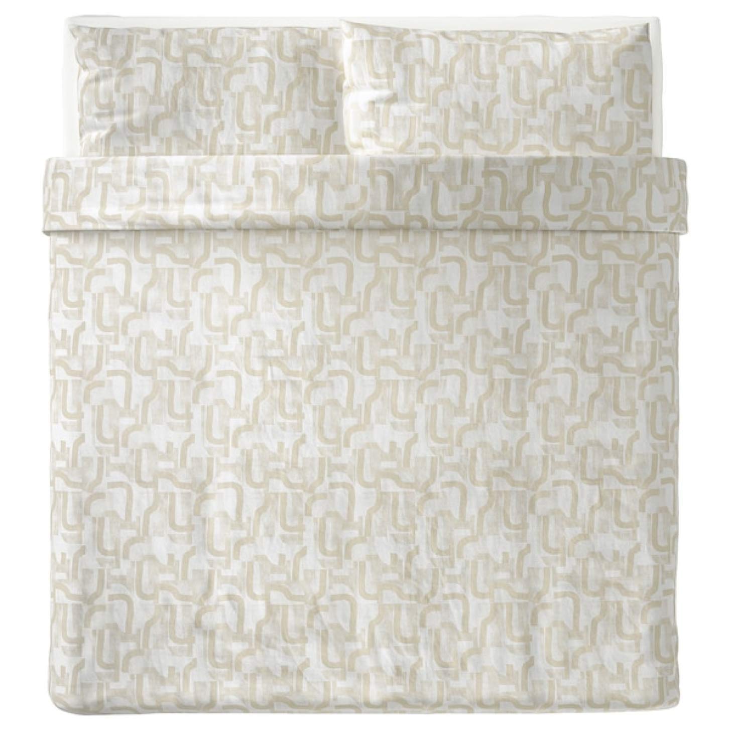 IKEA Vinterjasmin Duvet Cover Set - King Size White Beige Bedding with 2 Pillowcases (804.428.34) | Soft & Breathable for Cozy Winter Nights