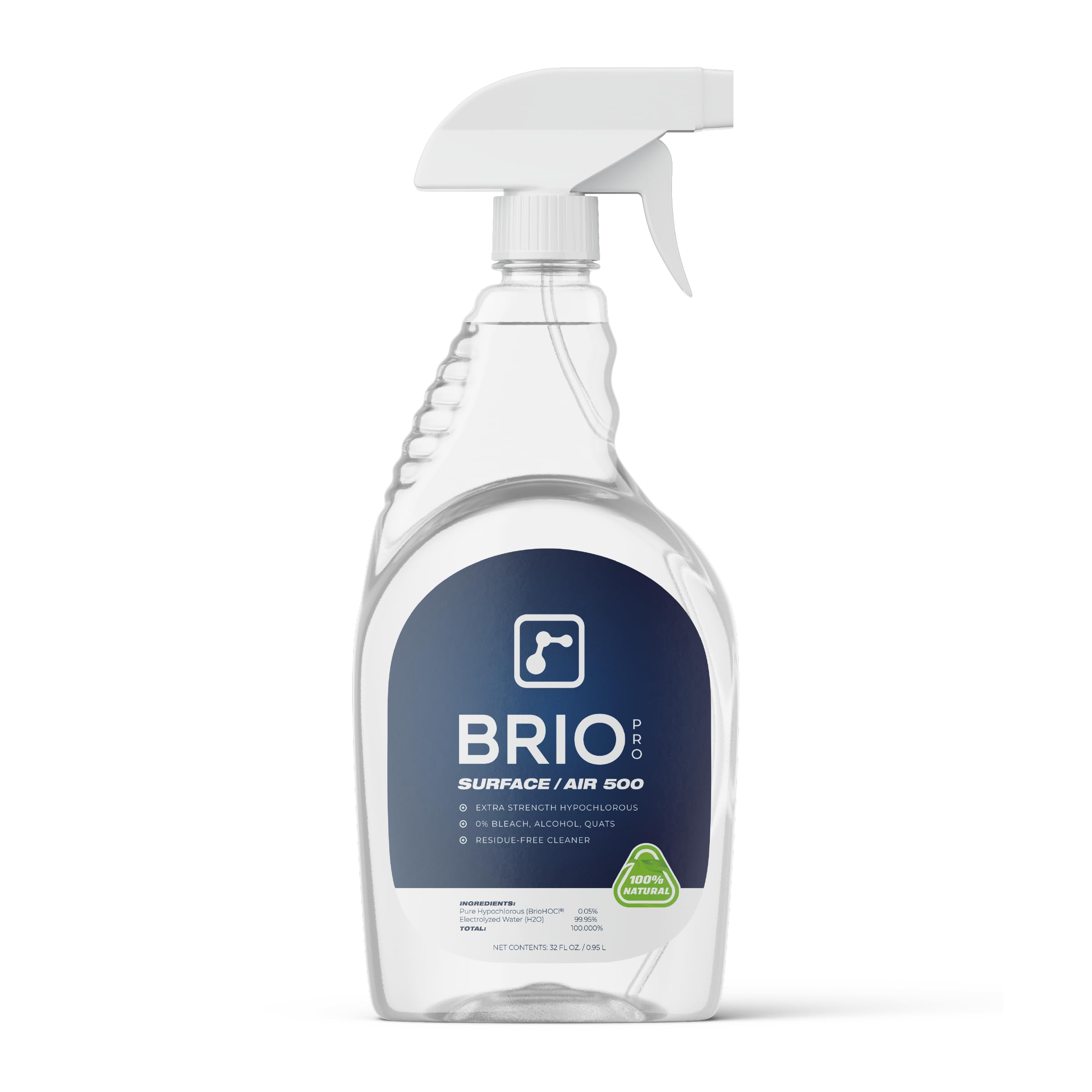 BRIOTECH Surface/Air 500 - Pure Hypochlorous Acid 500 PPM Disinfectant for ULV Foggers, Sprayers & Humidifiers | Professional Cleaning & Deodorizing Solution for Dental Clinics, Offices, Schools & Homes | Peroxide-Free | 1 Gallon Refill (Pack of 4) | Ideal for Sanitizing High-Touch Surfaces & Air Purification