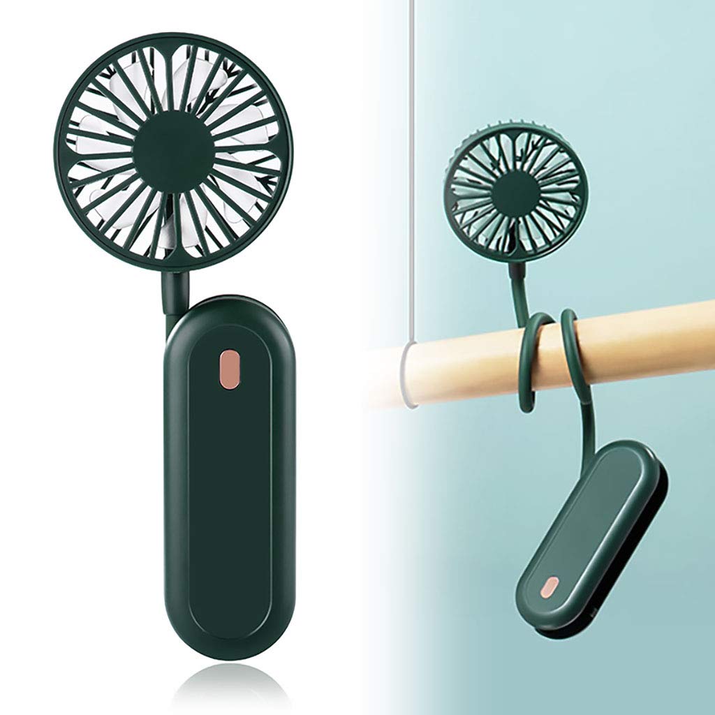 Portable USB Rechargeable Handheld Fan - 3 Speed Adjustable Mini Fan for Baby Stroller, Neck, Desk & Personal Cooling | Flexible Stand, Lightweight Design | Perfect for Outdoor, Travel, Office & Home Use (Green)