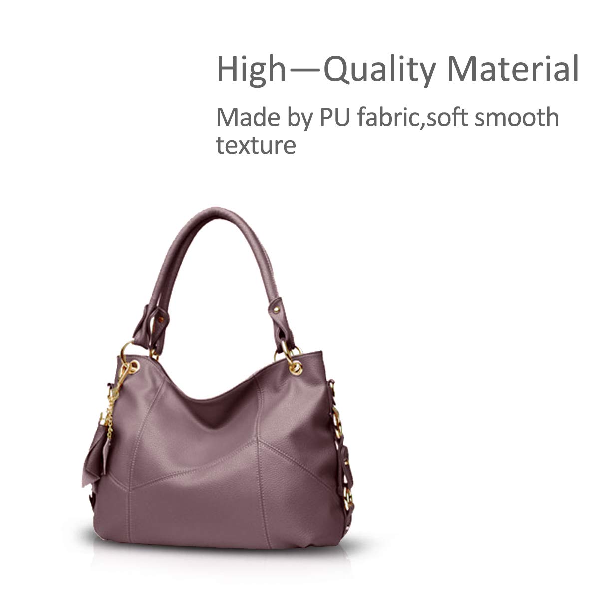 NICOLE & DORIS Women's Large Capacity Soft Leather Hobo Shoulder Bag - Fashion Crossbody Purse with Tassel & Top Handle (Purple) - Perfect for Work, Travel & Everyday Use